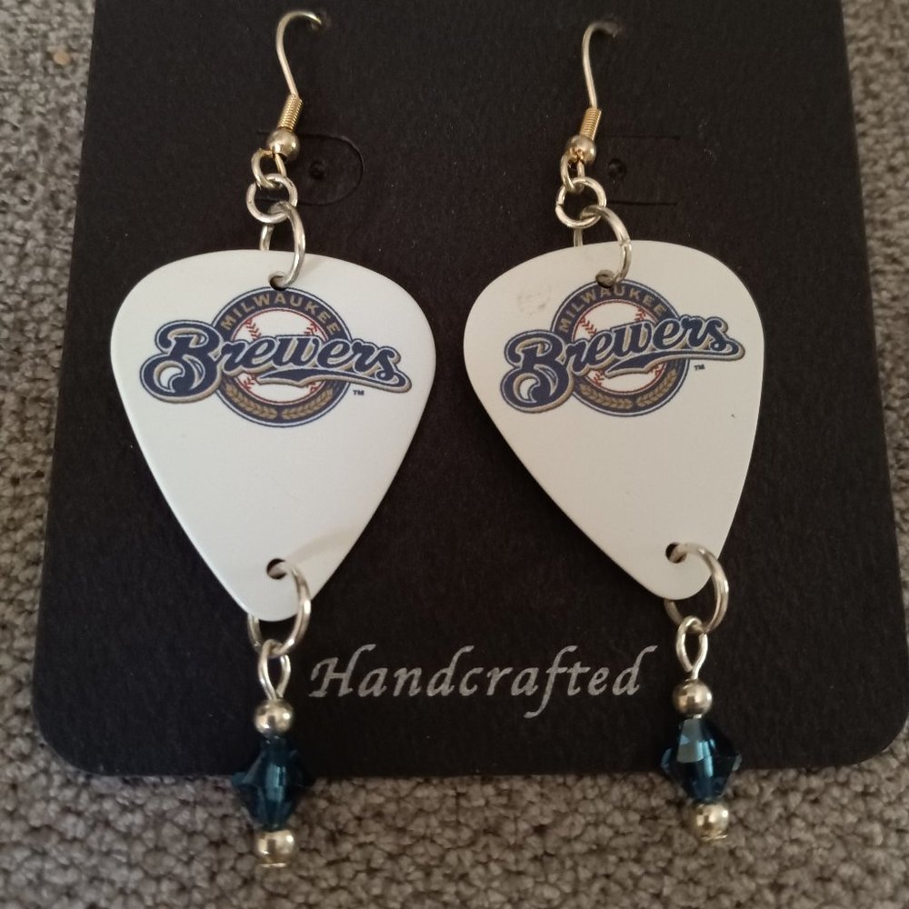 MILWAUKEE BREWERS GUITAR PICK EARRINGS
